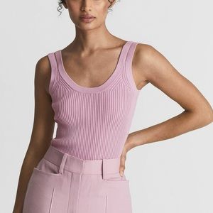 NWOT Reiss Sabrina Double Strap Knitted Knit Tank Vest Pink